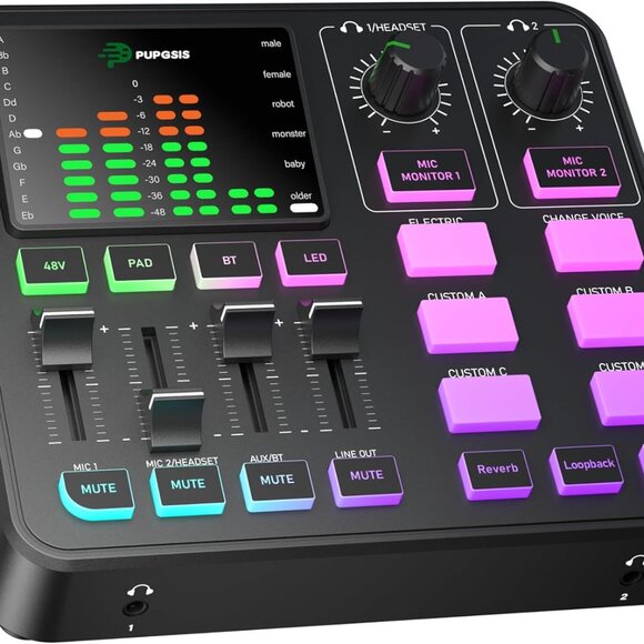 Gaming Audio Mixer 4 Channel DJ Soundboard USB Interface Bluetooth XLR Console - Picture 1 of 8